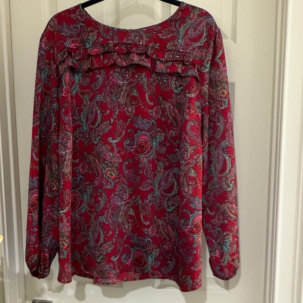 Paisley Print burgundy Red Blouse
